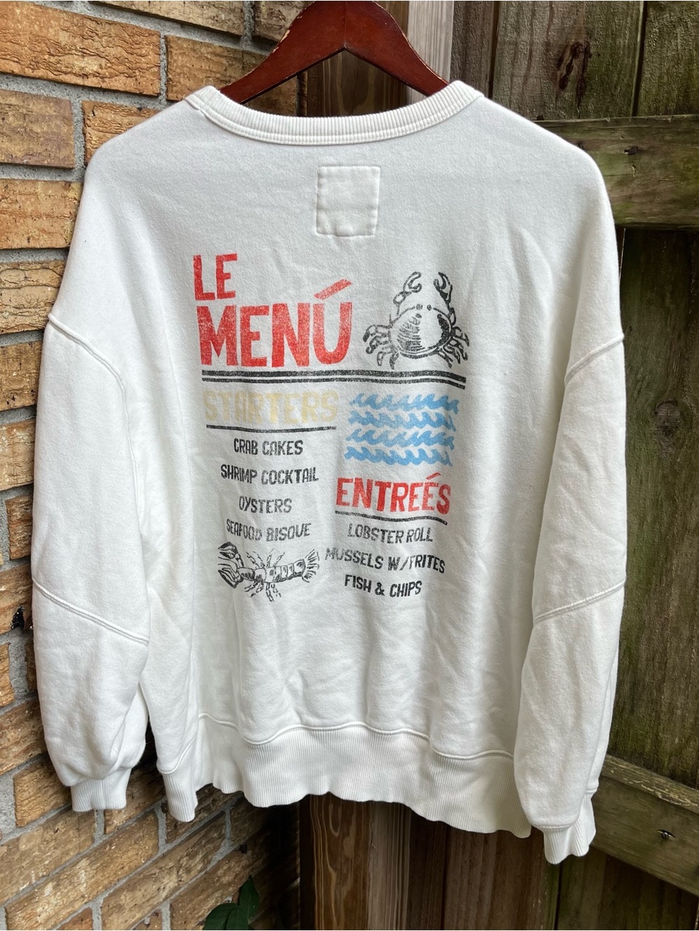 Aerie Oversized Cream Crewneck Sweatshirt - Picture 3 of 3
